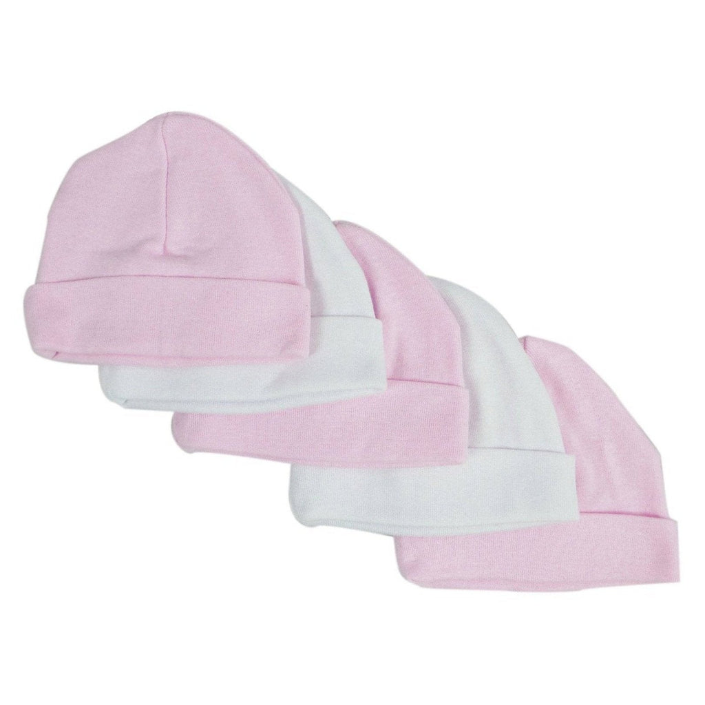 Pink & White Infant Caps - 5 Pack
