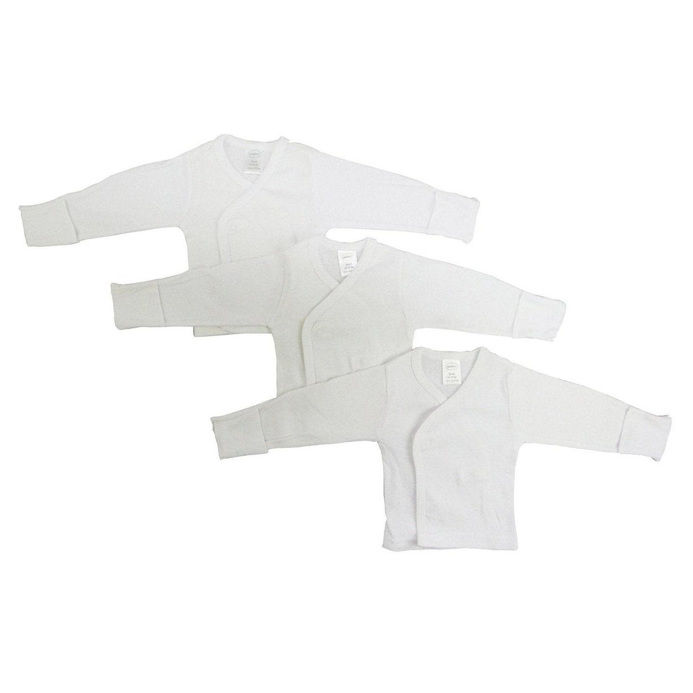 Long Sleeve Side Snap With Mitten Cuffs - 3 Pack