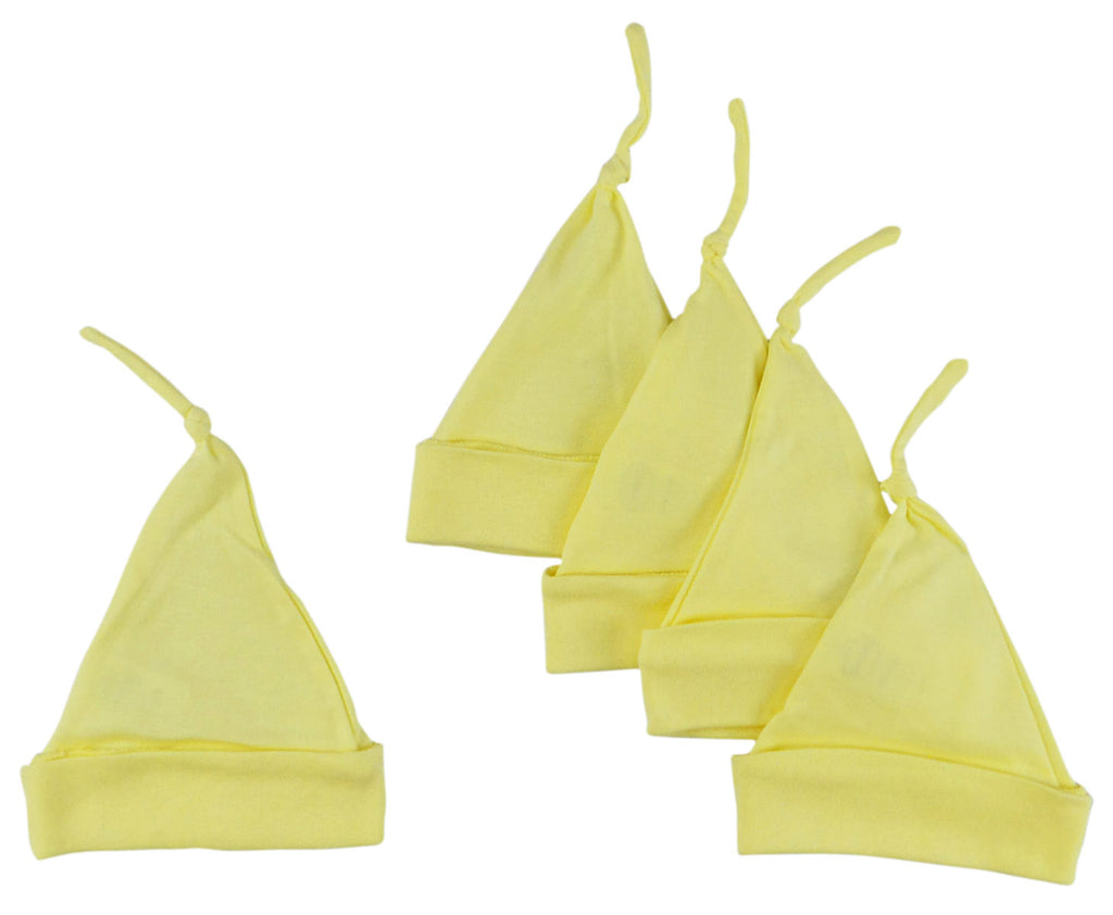 Yellow Knotted Infant Cap (Pack of 5)